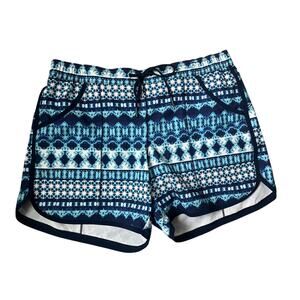 Lands' End Swim Shorts Pockets Elastic Geometric Print Beach Pool Resort Lined 8